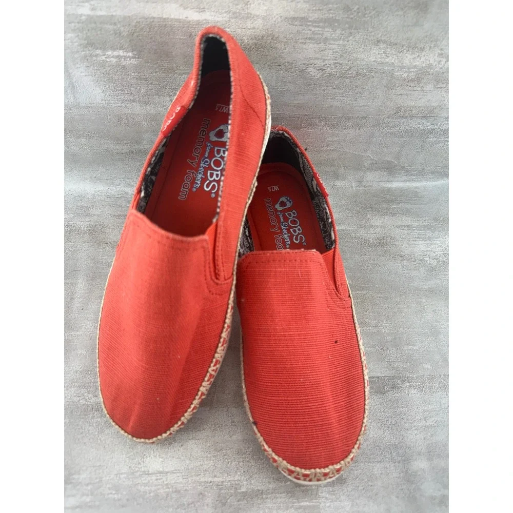 BOBS from Skechers B-Loved Women 7.5 Coral Red Slip On Espadrille Shoes 113091